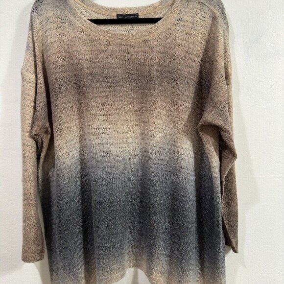 Nalli & Millie Ombre‎ Knit Sweater Tunic Top Beige Gray Long Sleeve - Picture 1 of 6